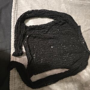 Black Crochet Fishnet Women's Top